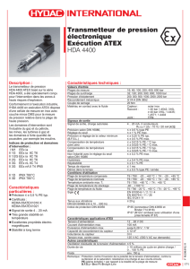 Transmetteur de pression électronique Exécution ATEX