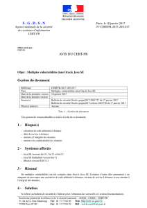 SGDSN AVIS DU CERT-FR Gestion du document 1