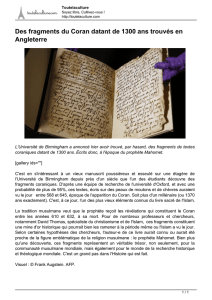 Des fragments du Coran datant de 1300 ans