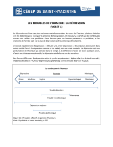 LES TROUBLES DE L`HUMEUR : LA DÉPRESSION (VOLET 1)
