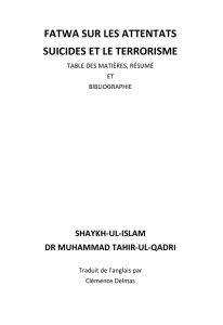 fatwa sur les attentats suicides et le terrorisme