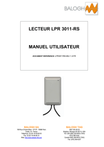 Manuel Utilisateur LPR 3011-RS FR