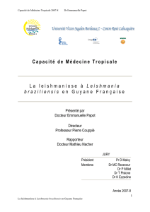Capacité de Médecine Tropicale La leishmaniose à Leishmania