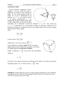 Chapitre 3 Le mouvement circulaire uniforme page 10 Accélération