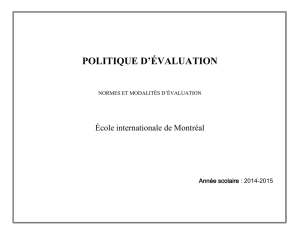 politique d`évaluation - École internationale de Montréal
