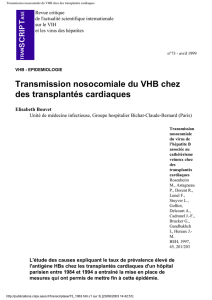Transmission nosocomiale du VHB chez des transplantés cardiaques