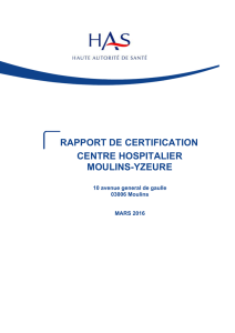 Rapport de certification V2014 - Centre Hospitalier de Moulins Yzeure