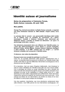 Identité suisse et journalisme - Stéphane Haefliger Sociologue