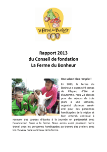Rapport 2013 du Conseil de fondation La Ferme du Bonheur