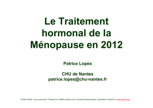 Le Traitement hormonal de la Ménopause en 2012