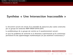 Synthèse Une Intersection Inaccessible
