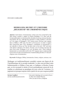 Heidegger, Dilthey et l`histoire «religieuse» de l`herméneutique