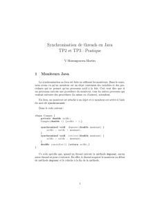 Synchronisation de threads en Java TP2 et TP3 : Pratique