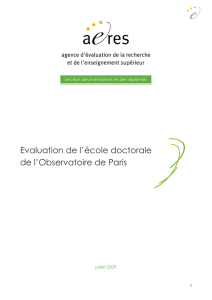 Evaluation de l`école doctorale de l`Observatoire de Paris