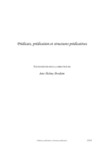 Prédicats, prédication et structures prédicatives - Risc-CNRS