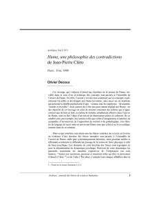 Hume, une philosophie des contradictions de Jean-Pierre Cléro