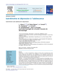 Isotrétinoïne et dépression à l`adolescence