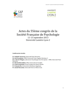 Actes du 55ème congrès de la Société Française de Psychologie