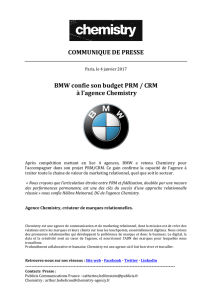 BMW confie son budget PRM / CRM à l`agence Chemistry