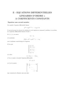 E - EQUATIONS DIFFERENTIELLES LINEAIRES D`ORDRE n A