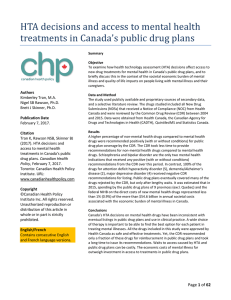 HTA decisions and access to mental health treatments in Canada`s
