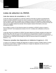 Listes de sélection du SNISA