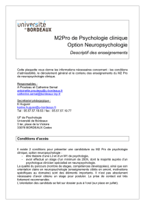 M2Pro de Psychologie clinique Option Neuropsychologie