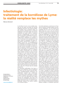 Infectiologie: traitement de la borréliose de Lyme: la réalité