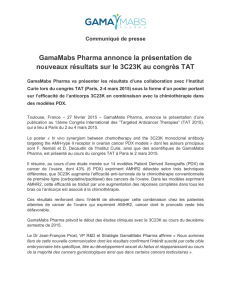 GamaMabs Pharma annonce la présentation de nouveaux résultats
