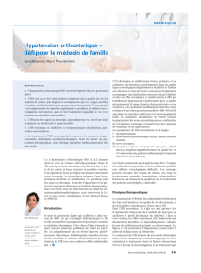 Hypotension orthostatique – défi pour le médecin de famille