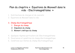 Plan du chapitre « Equations de Maxwell dans le vide