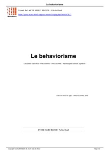 Le behaviorisme - LYCEE MARC BLOCH Val-de