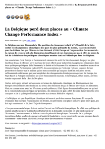 La Belgique perd deux places au « Climate Change Performance