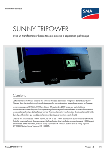 SUNNY TRIPOWER - avec un transformateur basse tension