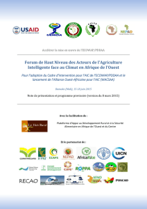 Forum de Haut Niveau des Acteurs de l`Agriculture