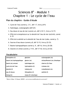 Sciences 8 – Module 1 Chapitre 1 : Le cycle de l`eau