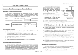 Exercice 1 : Transfert thermiques – Phases Condensées