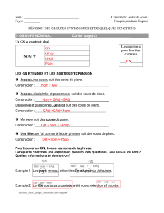 1- GROUPE NOMINAL Cahier page(s)