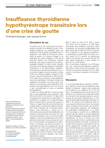 Insuffisance thyroidienne hypothyréotrope transitoire lors d`une