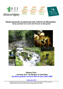 Etude piscicole et astacicole des rivières du Beaujolais