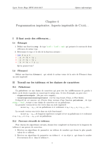 Chapitre 4 Programmation impérative. Aspects impératifs de Caml .