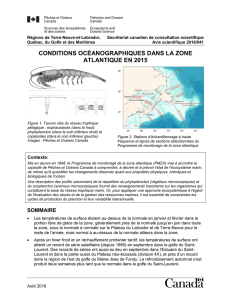 Conditions océanographiques dans la zone Atlantique en 2015