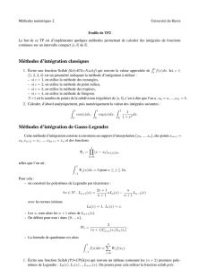 Méthodes d`intégration classiques Méthodes d`intégration de Gauss