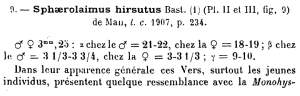 9. - Sphaerolaimus hirsutus Bast. (ij (Pl. II et III, fig, 9) de Man, l. c.