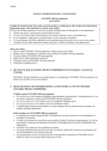Notice 1. QU`EST-CE QUE PANADOL 500 MG COMPRIMES ET