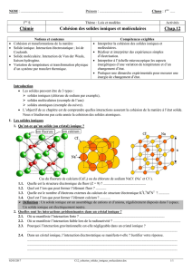 Chimie Cohésion des solides ioniques et moléculaires