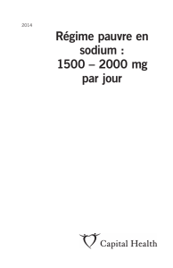 Régime pauvre en sodium 1500 – 2000 mg par jour