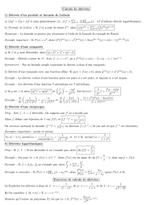 Calculs de dérivées 1) Dérivée d@un produit et formule de Leibniz