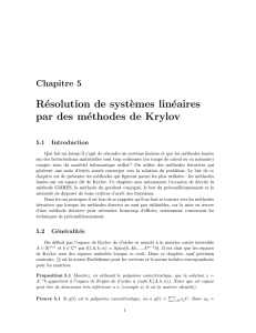 Résolution de syst`emes linéaires par des méthodes de Krylov