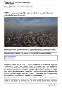 COP 21 : pourquoi les villes sont la clé de la réussite dans les